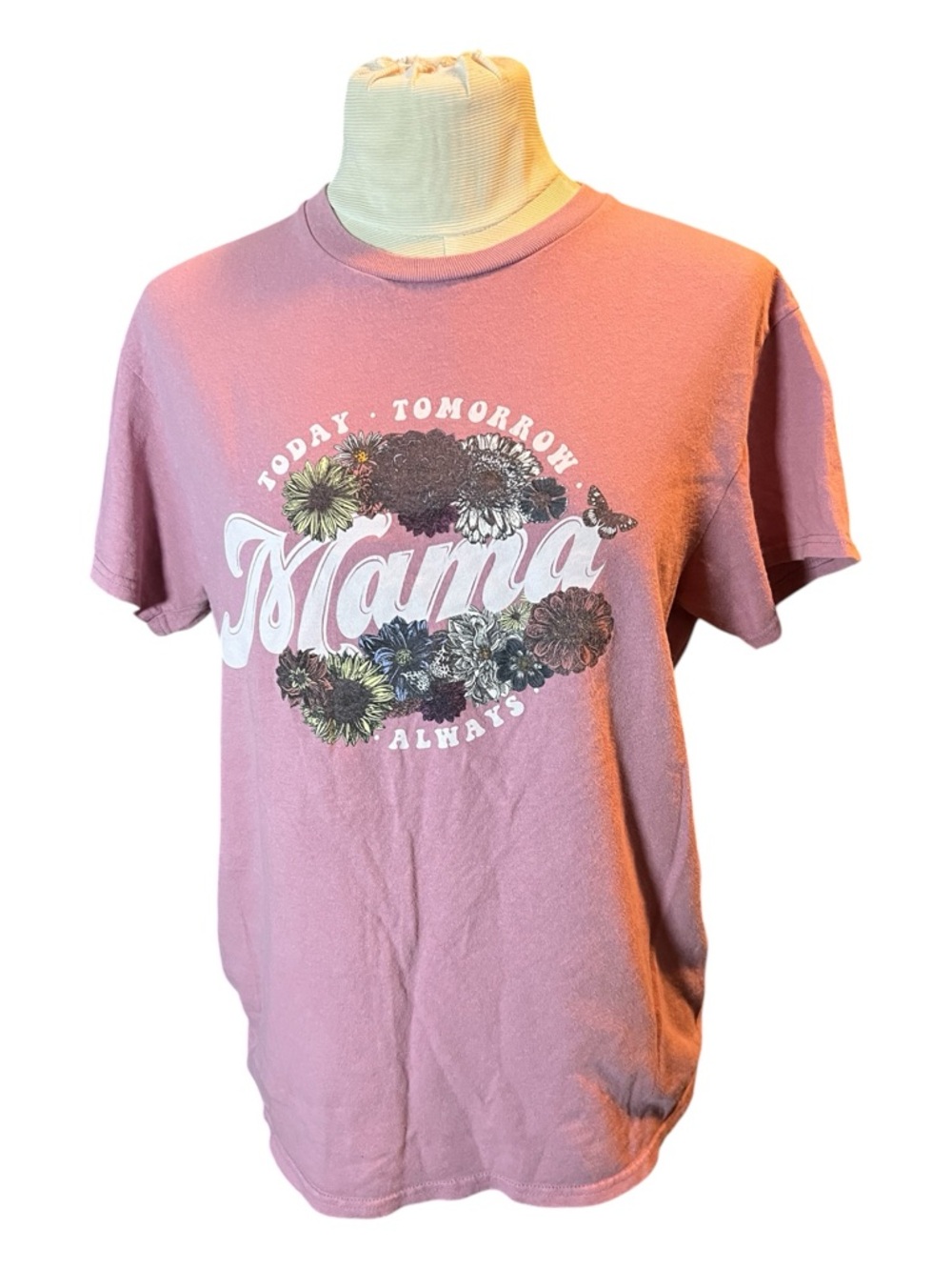 Mama Floral Graphic Tee - Dusty Rose Pink
